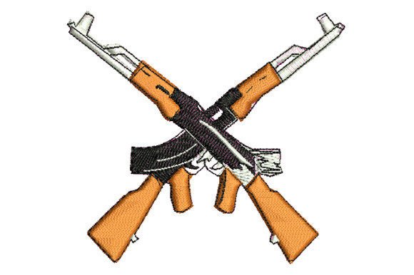 Crossed AK47 S Embroidery Design