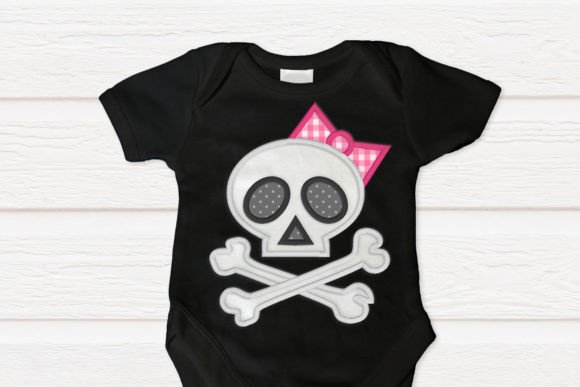 Skull with Bow Applique